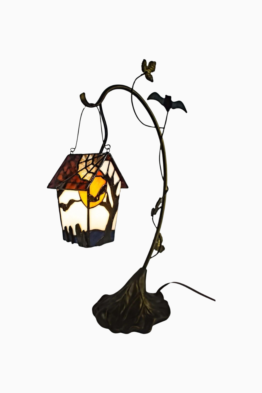 Tiffany Style Vitray Cam El İşçiliği, Kuş Evi Masa Lambası