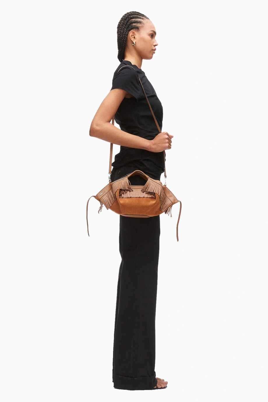 Suede Fringe Mini Luna Süet Kadın Çapraz ve El Çantası