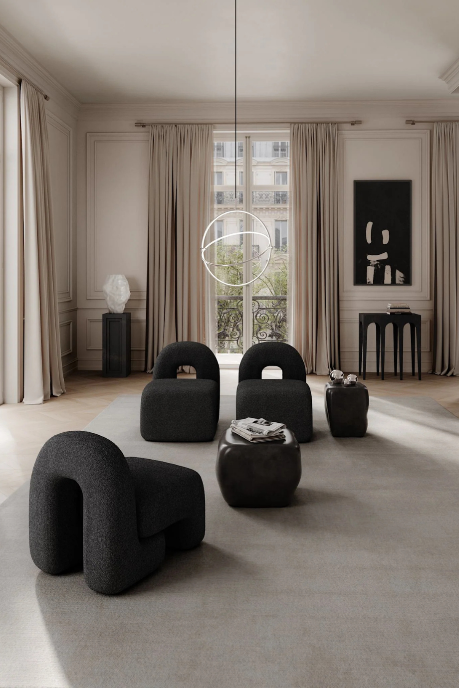 Ishi Coffee Table Medio Seramik Heykelsi Tasarım, Dekoratif El İşçiliği Orta Sehpa