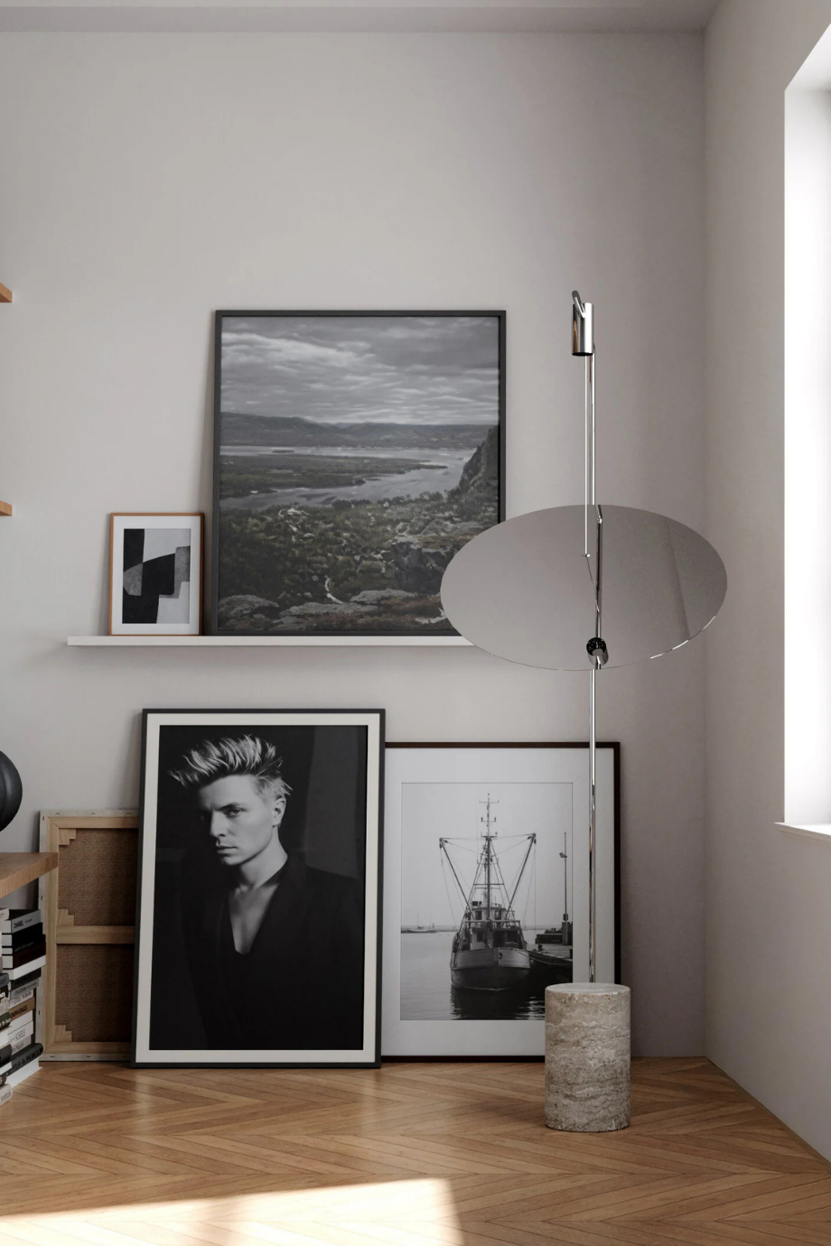 Moon Floor Lamp Mermer Dekoratif El işçiliği Modern Tasarım Lambader