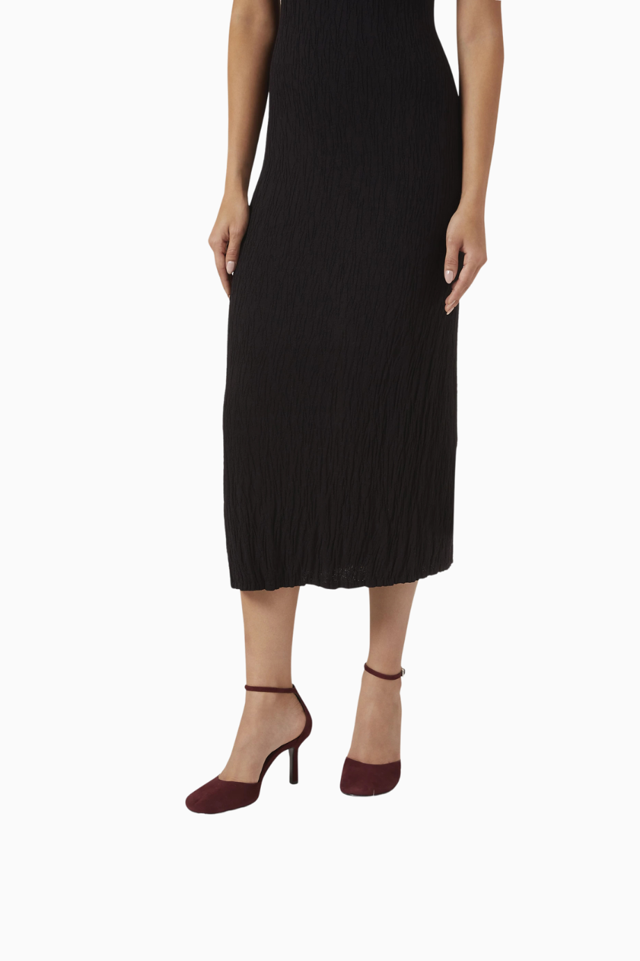 Modern Round 96 Siyah Süet Ayarlanabilir Bilek Bantlı, Lüks Yuvarlak Burun Topuklu Ayakkabı