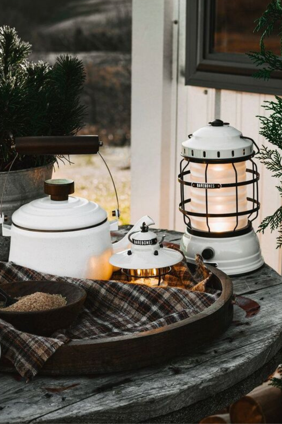 Forest Lantern Vintage Şarjlı Dekoratif Fener, Beyaz