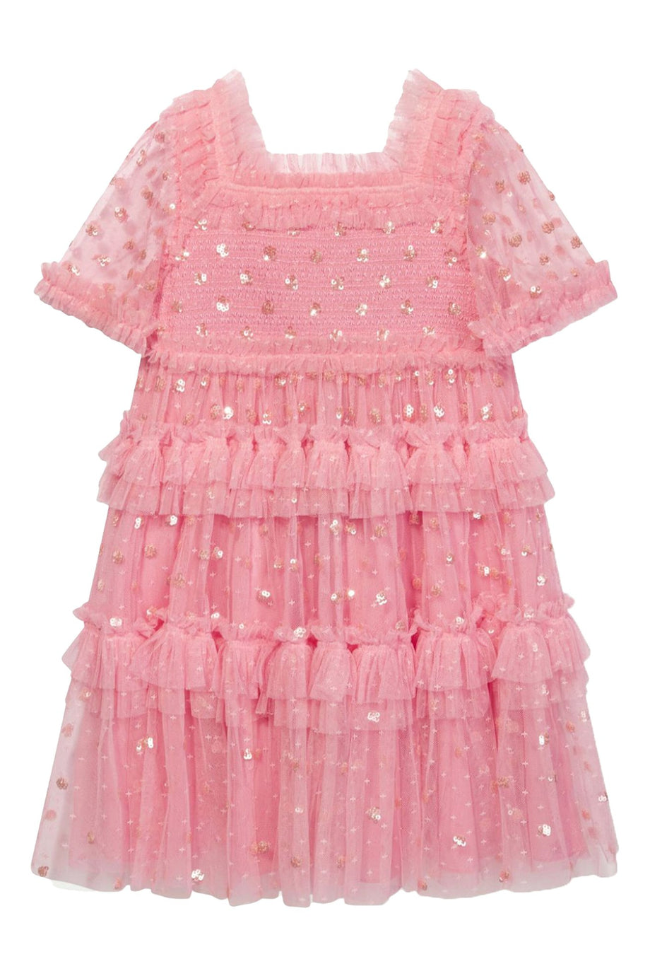 Çocuklar İçin Puanlı Smocked Elbise - Pembe