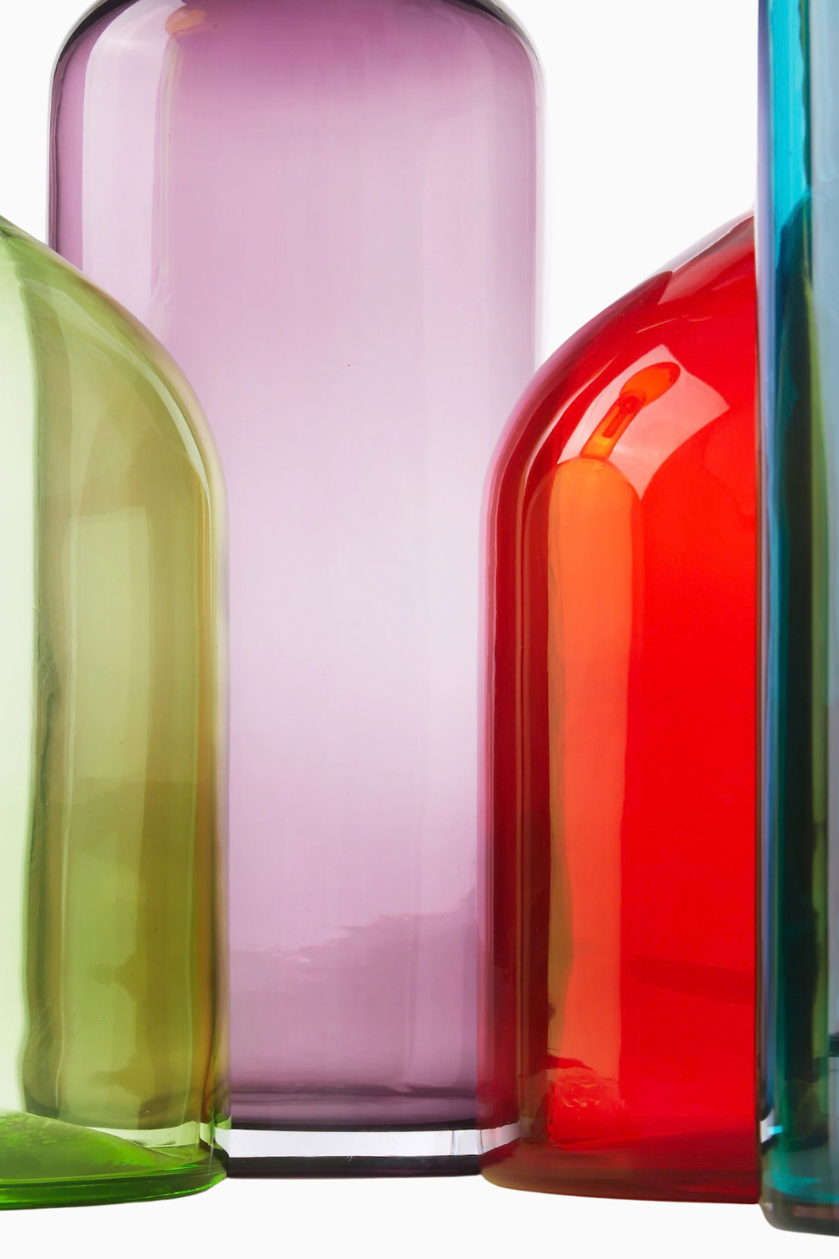 Bubbles-Bottles 4 Parça Çok Renkli El İşçiliği Cam Sürahi Seti