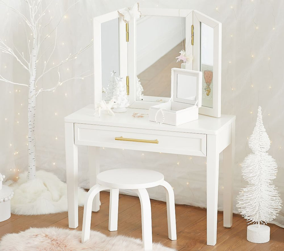 Chelsea Vanity Masası, Çocuklar İçin Makyaj Masası ve Ayna Takımı