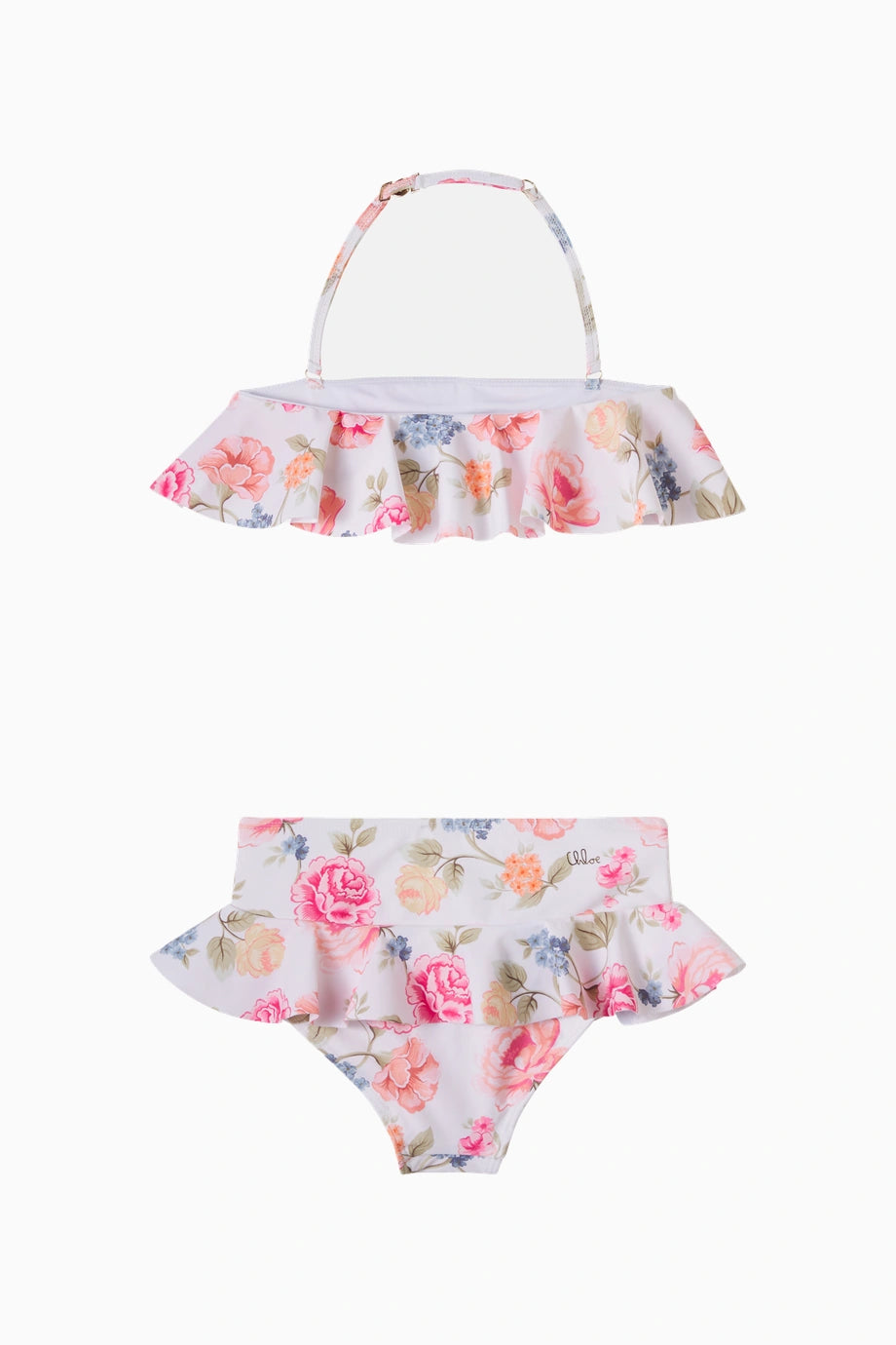 Çiçek Desenli Fırfırlı Kız Çocuk Bikini