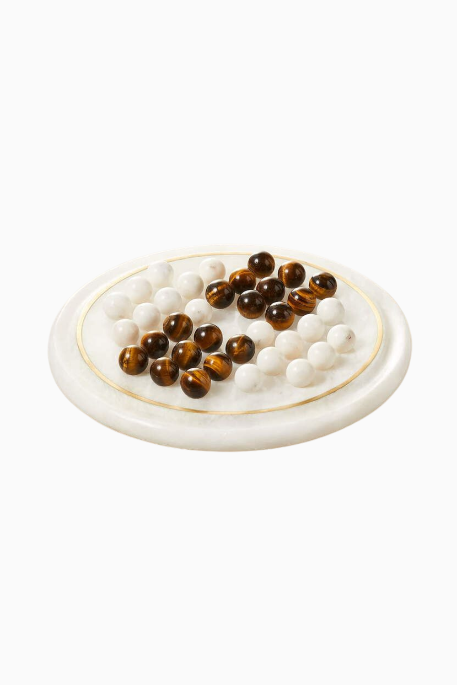 Lydi Alabaster Solitaire Pirinç Detaylı Dama Seti