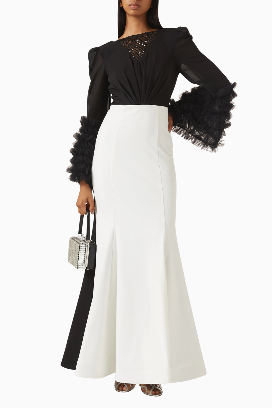 Ruffled-sleeves Flared Fırfırlı Kollu Uzun Kadın Elbise