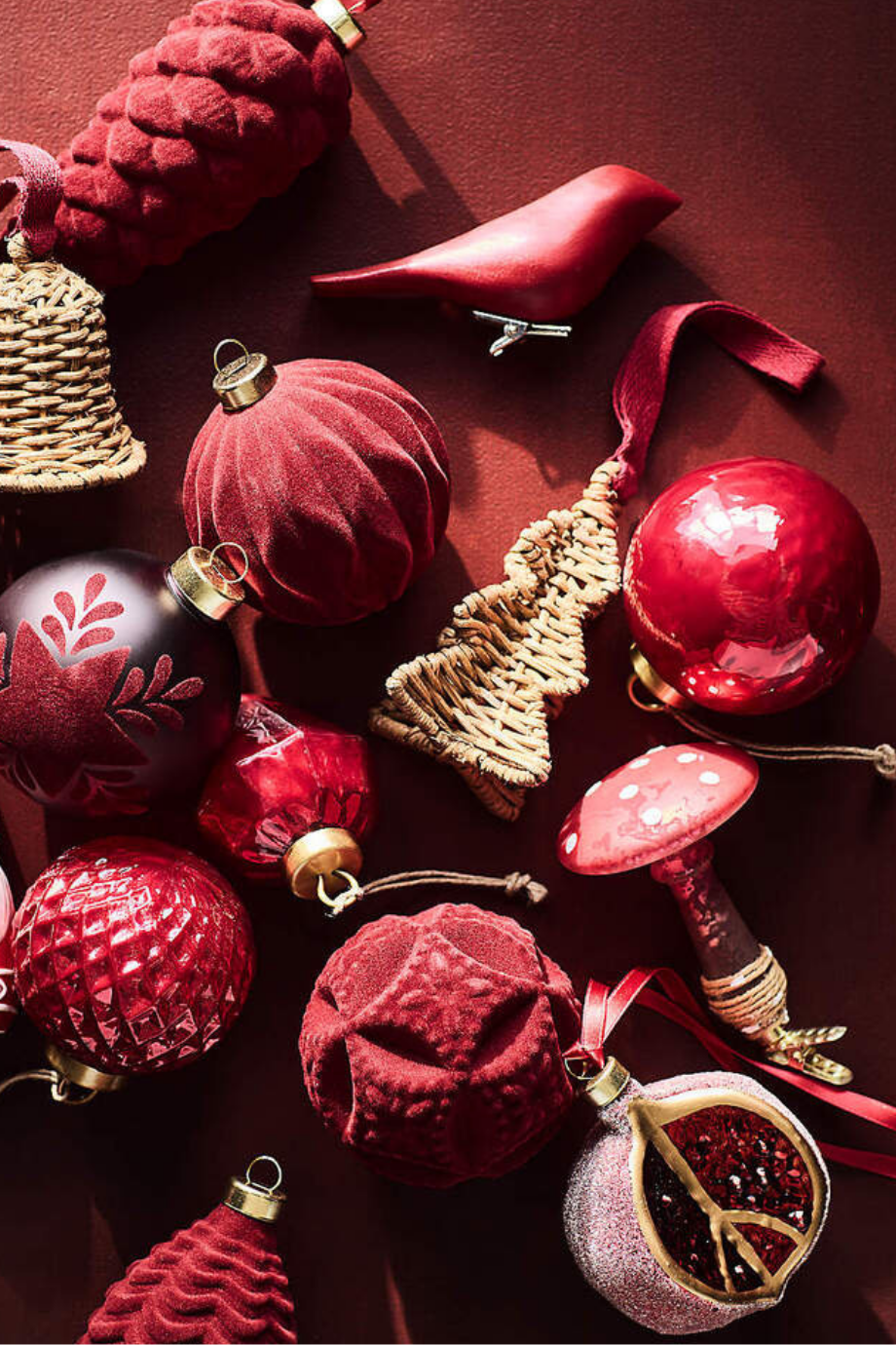 Glass Mushroom Christmas Ornament Kırmızı El Boyama Mantar Süsü