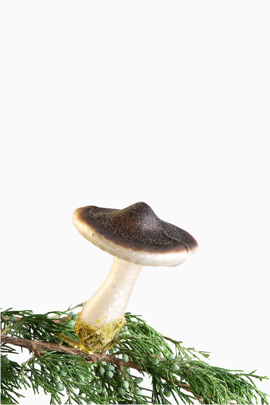 Taupe Glass Mushroom Christmas Ornament El Boyama Mantar Süsü