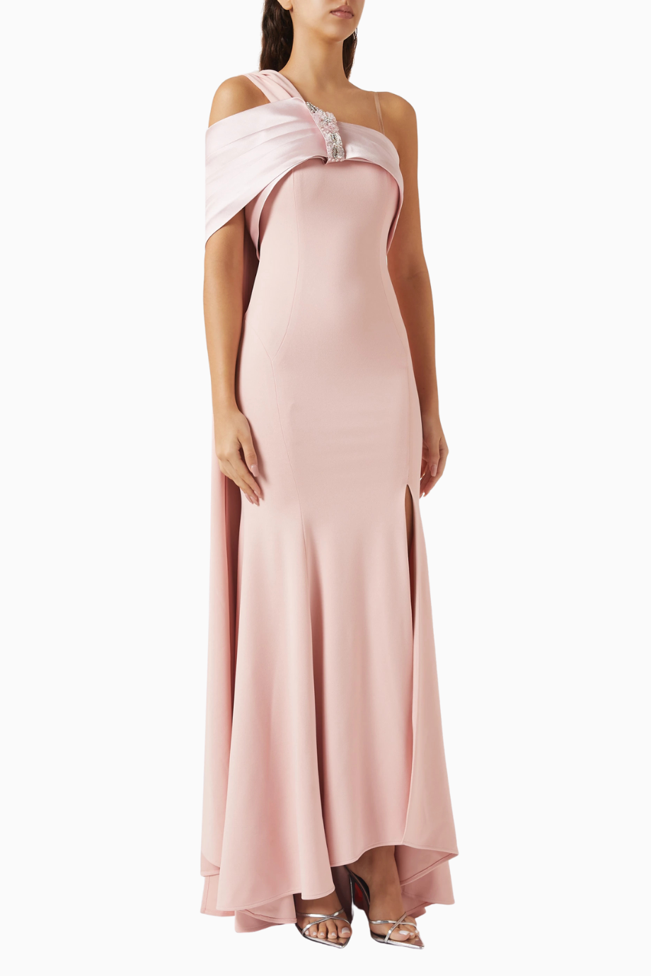 Asymmetrical Yaka Maxi Kadın Elbise