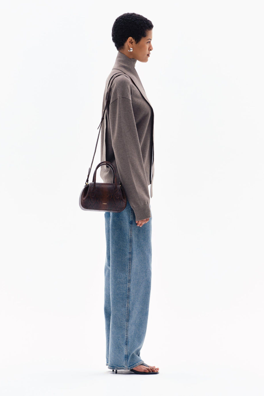 Oyster Mini Duffle Snake %100 Deri, El İşçiliği Lüks İtalyan Çapraz Çanta