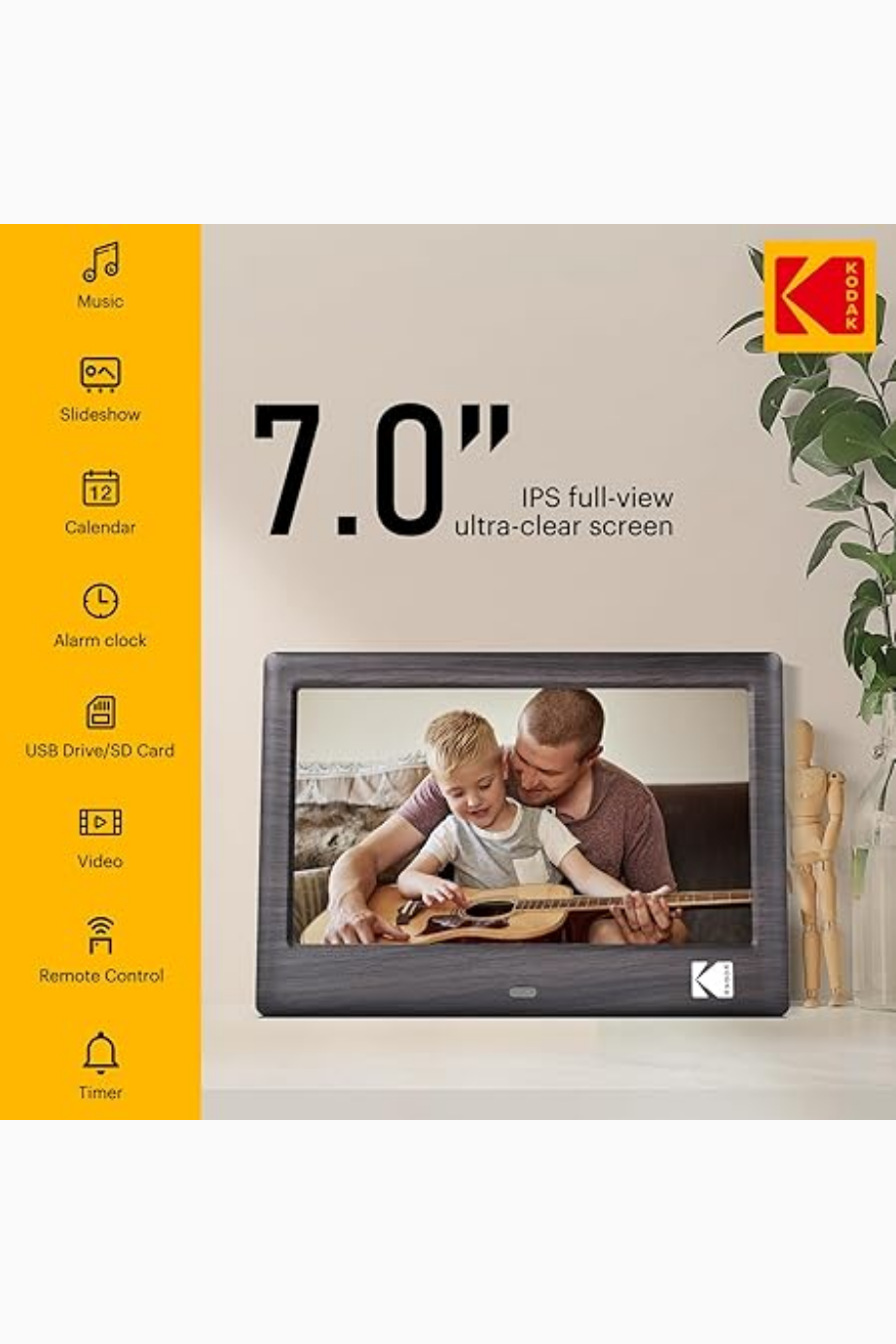 7" Dijital Fotoğraf Çerçevesi – IPS Ekran, USB/SD Destekli