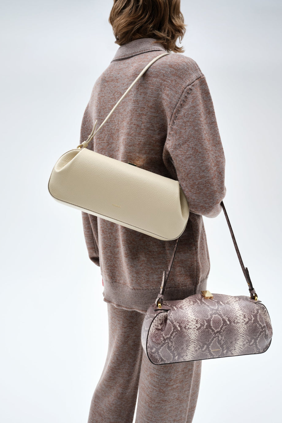 Oyster Pebble %100 Deri, Lüks İtalyan Gold Detaylı Clutch ve Omuz Çantası