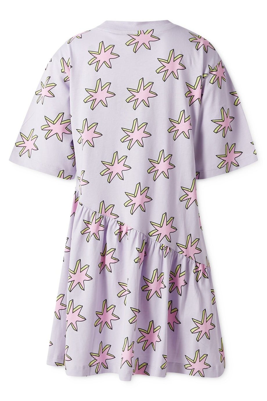 Çocuklar İçin Asimetrik Yıldız Desenli Elbise - Lila Multicolor