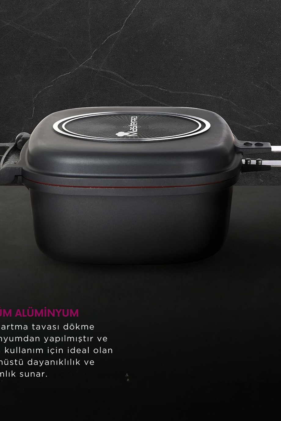 Foodies Collection Çift Kızartma Tavası, 30x24x12 cm, Döküm Alüminyum