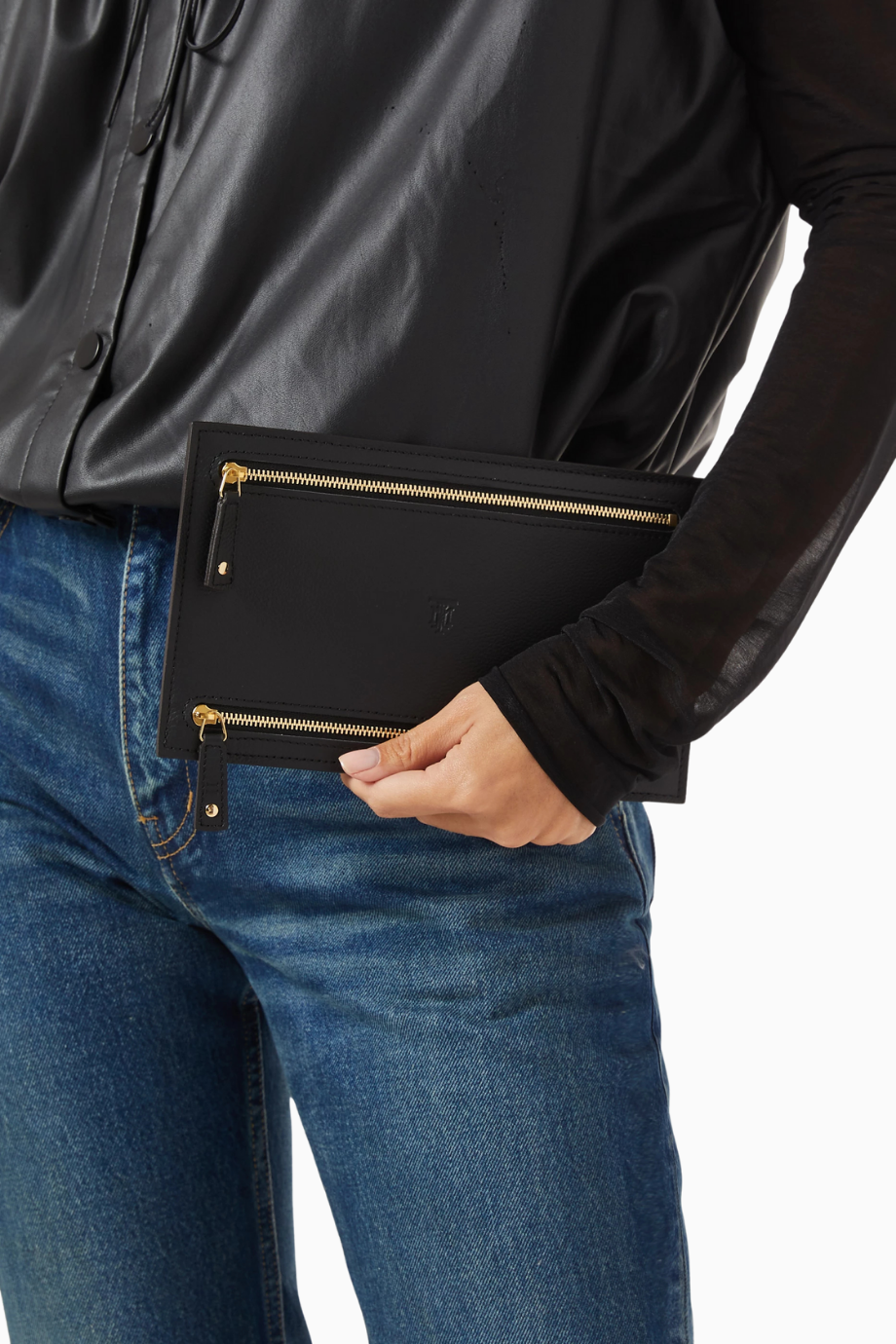 Grained Leather Currency Wallet Çift Taraflı Deri Unisex Cüzdan