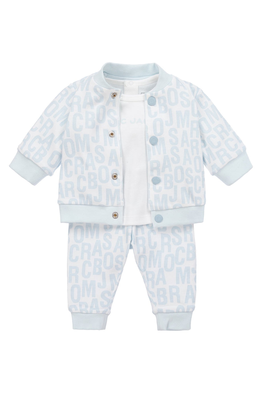 Çocuk Logo Tişört ve Pijama Seti, 3'lü - Mavi