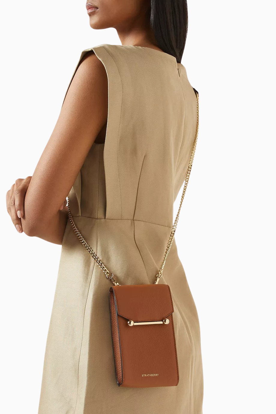 Mosaic Tan Kahverengi Deri Phone Pouch Çanta, Şık ve Fonksiyonel Tasarım