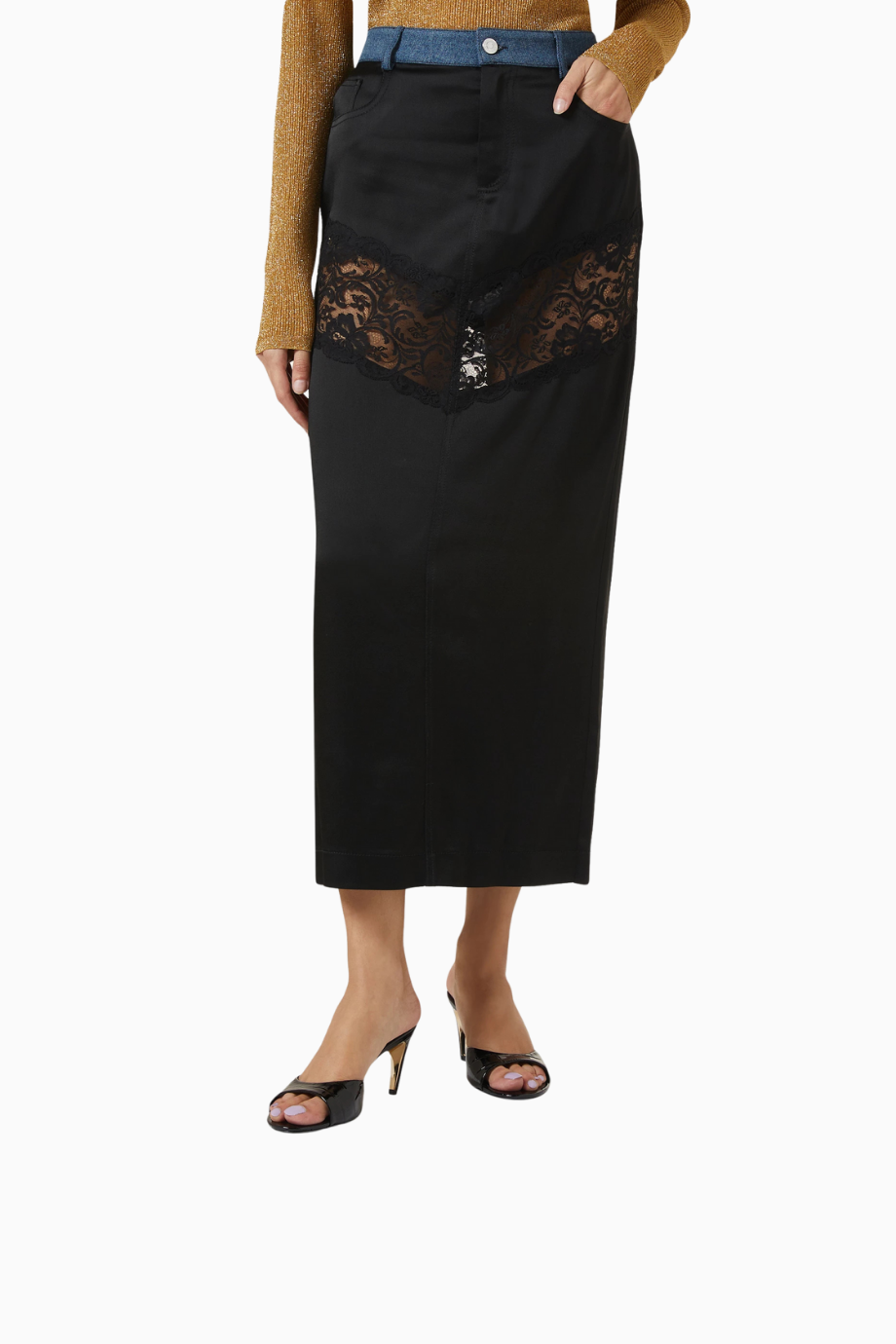 80mm Topuklu Krokodil Dokulu Deri Curve Mules, Modern ve Gösterişli Tasarım