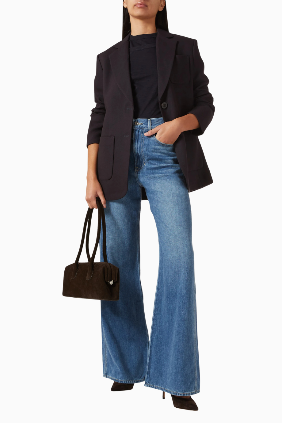 Taylor High-Rise Wide-Leg Jeans, Lüks Mavi Denim