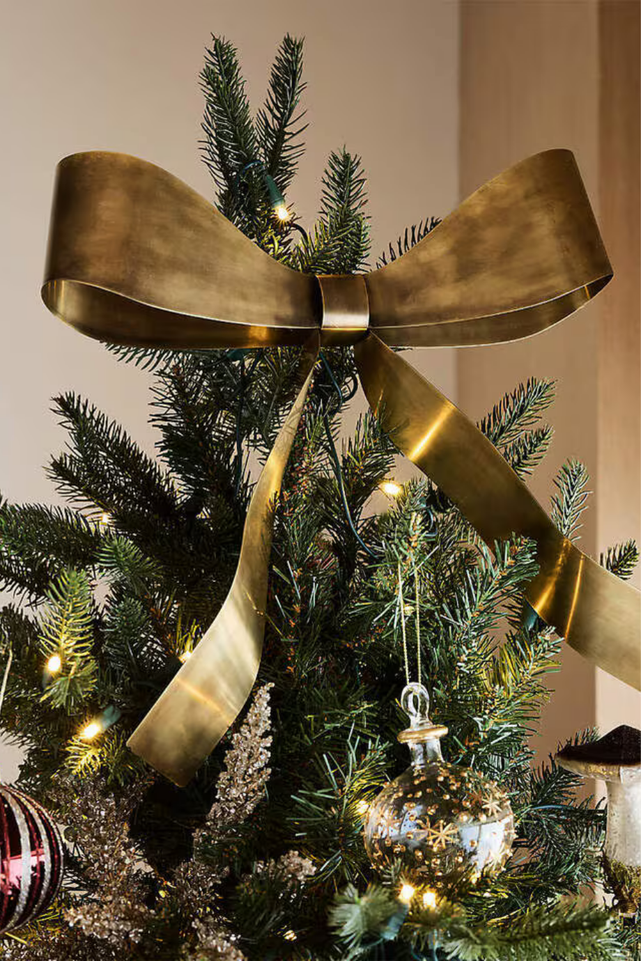Brass Metal Bow Christmas Tree Topper ve Wreath Klipsi Yılbaşı Ağaç Süsü
