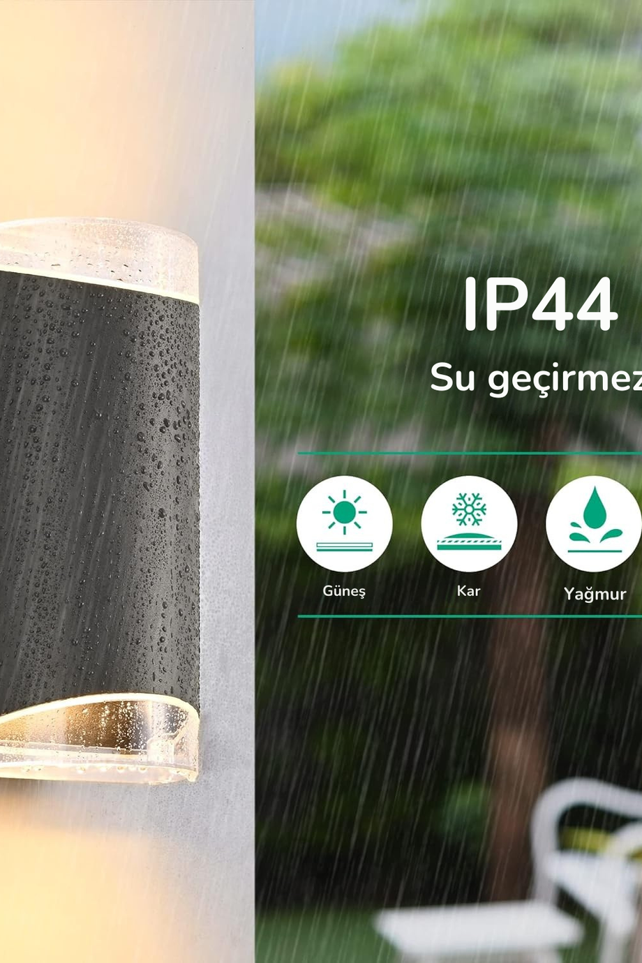 IP44 Antrasit Dış Mekan Duvar Lambası, Yukarı ve Aşağı Aydınlatma, Su Geçirmez