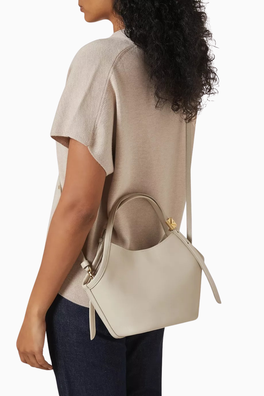 Small Deco Tulip Tote Çanta, İnce Taneli Deri, Lüks ve Zarif Tasarım