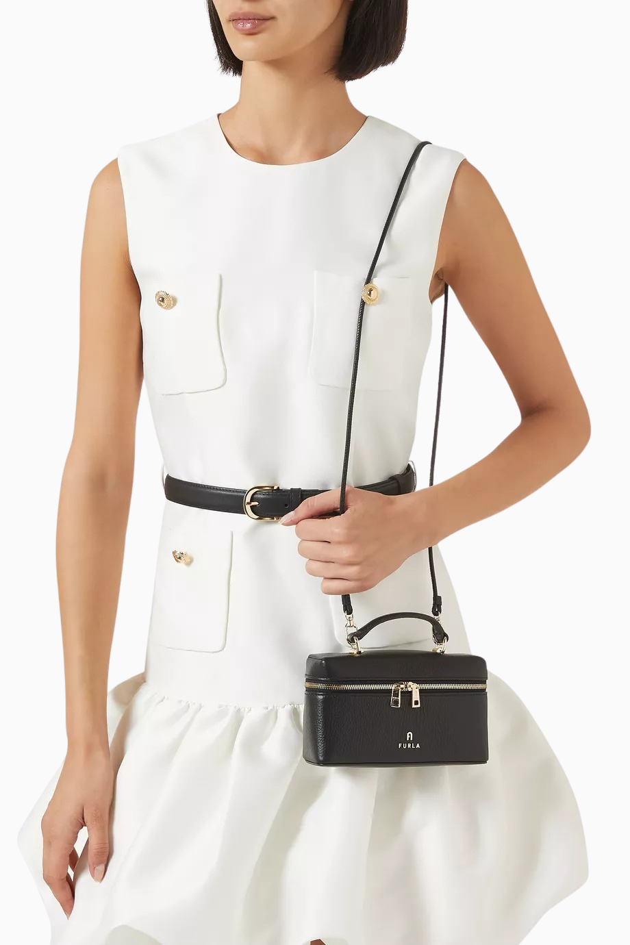 Mini Camelia Siyah Deri Vanity Bag, Lüks, Şık ve Çok Yönlü Çanta
