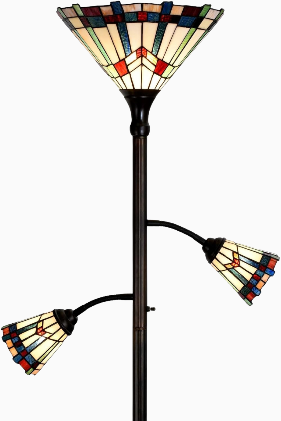 Tiffany Stil Vitray Cam, El İşçiliği 3 Işıklı Lüks Dekoratif Lambader