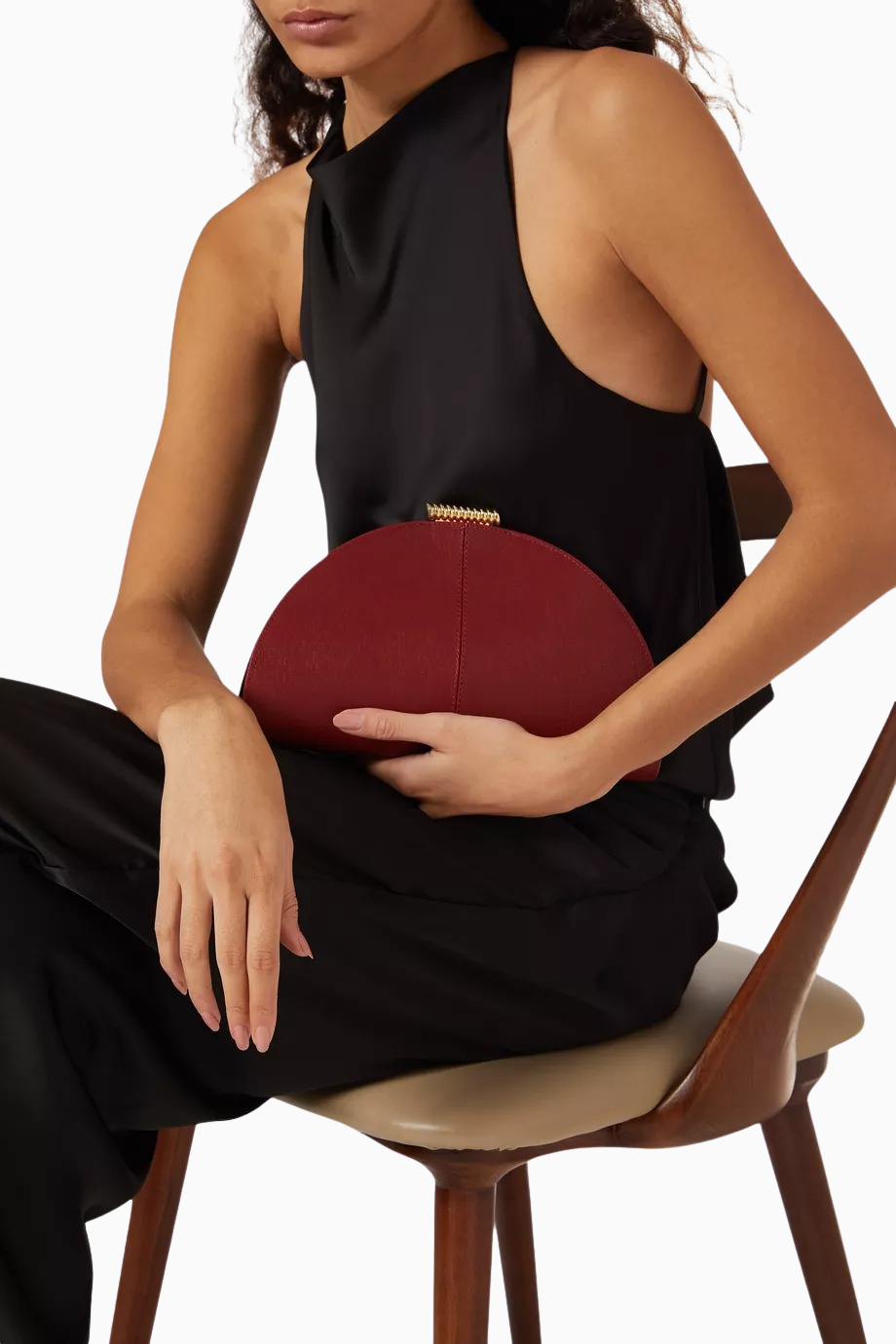 Zamora Kırmızı Saffiano Deri, Altın Detaylı Zarif Kadın Clutch Çanta