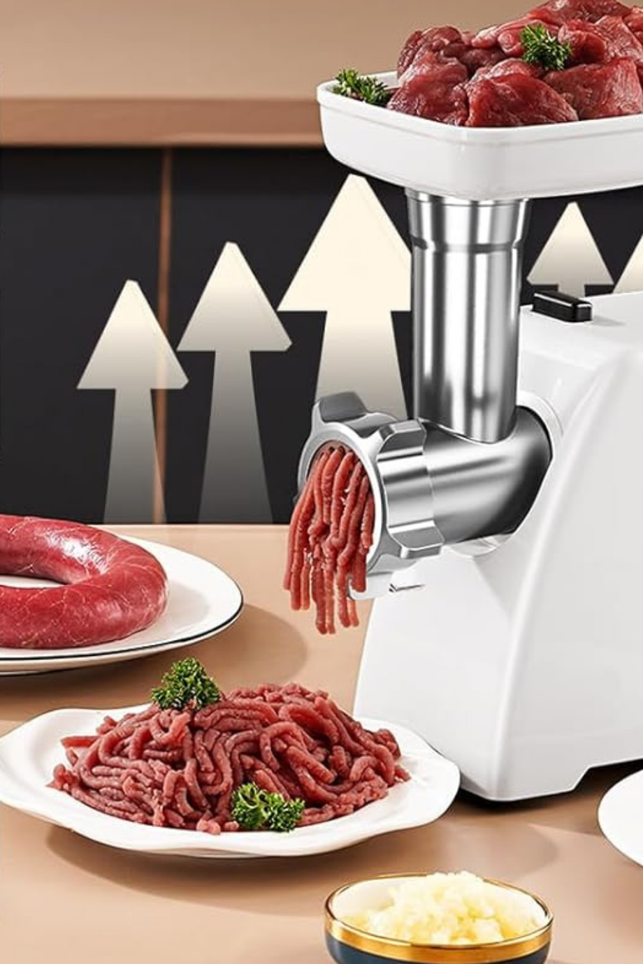 Elektrikli Kıyma Makinesi, 3 Tabaklı Sosis Doldurucu ve Küp Seti