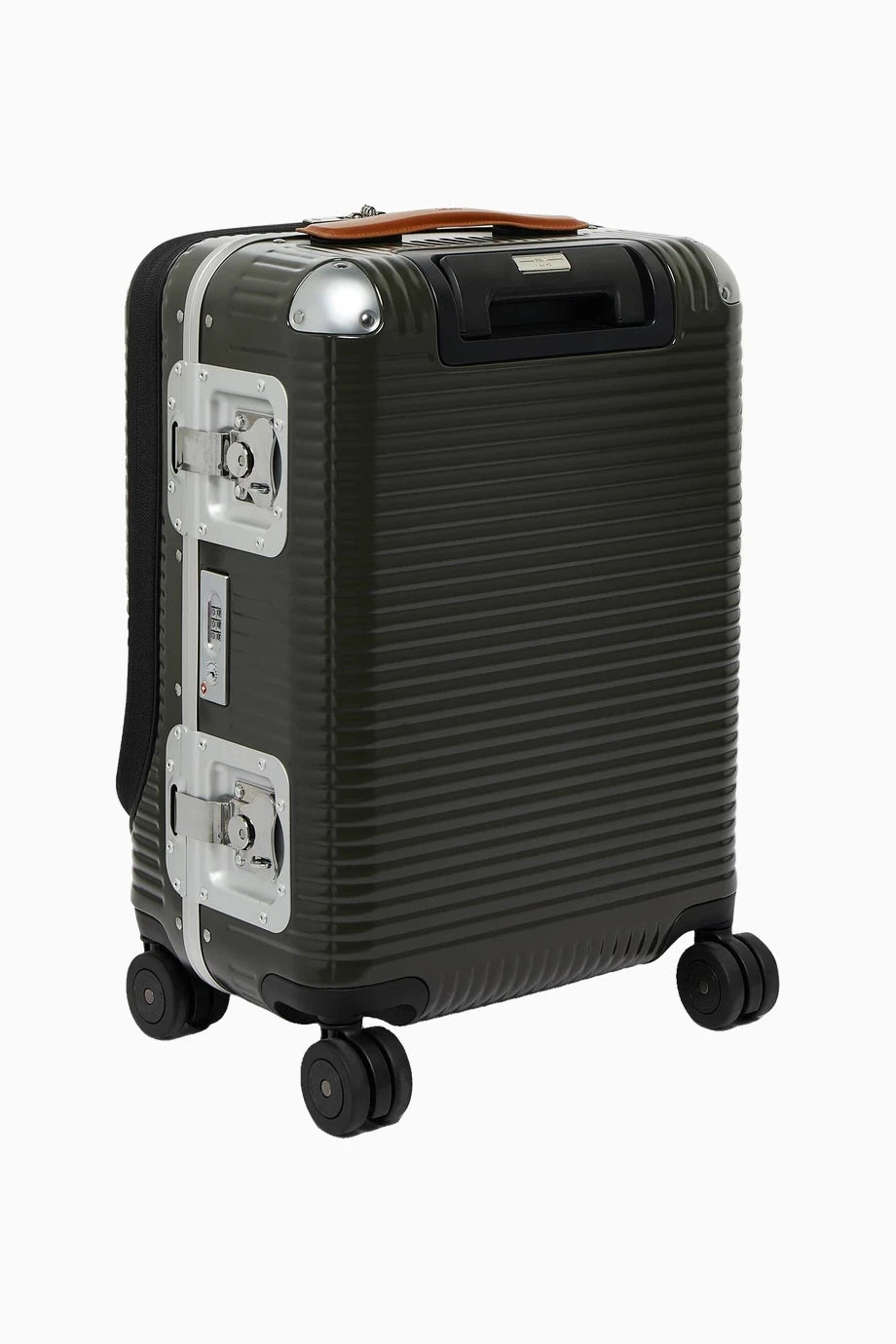 Bank Light Spinner 53 Ön Cepli, Deri Detaylı Tasarım Kabin Boy Valiz Gri