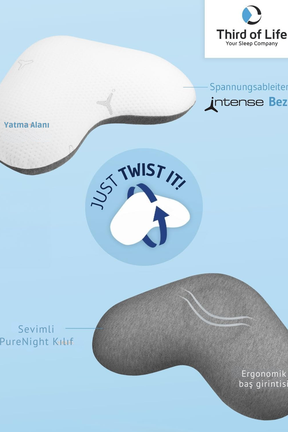 Ortopedik Twist Yan Yatış Yastığı, Boyun Ağrısı İçin Hafızalı Köpük, Alerji Dostu ve Ergonomik