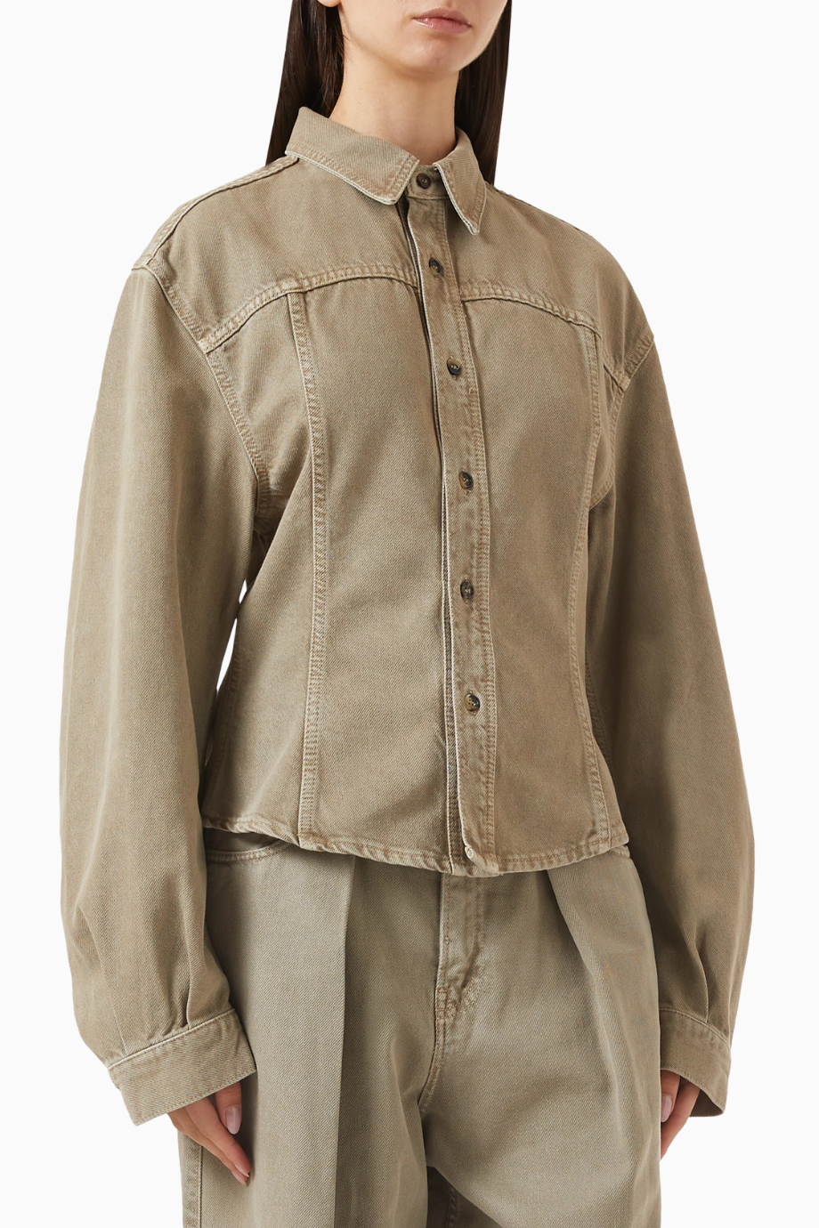 Lee Soft Shirt, Bej-Organik Pamuklu Modern Kadın Gömlek