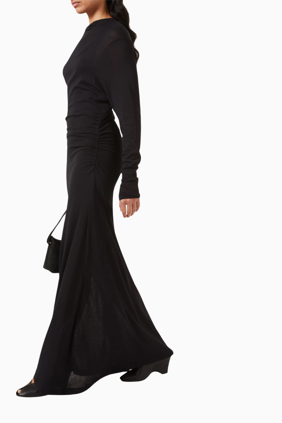 Stage Sheer Layered Maxi Dress, Lüks Siyah Elbise