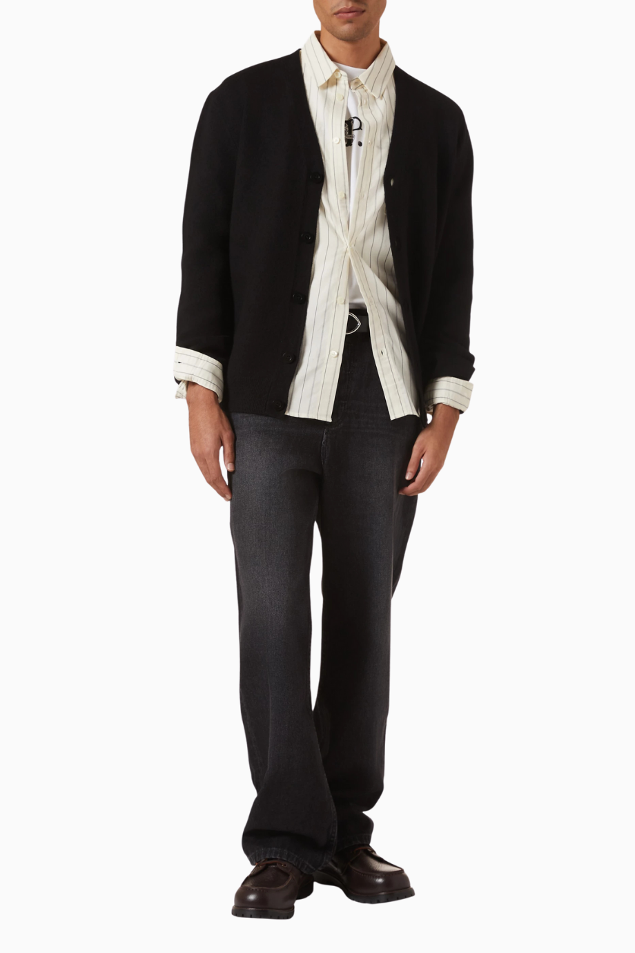 Clement Striped Cotton-Wool Çizgili Erkek Gömlek Off White