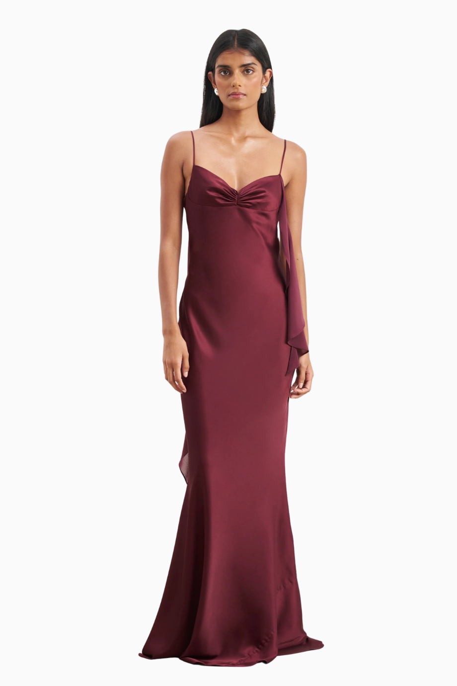 Ruched Bust Satin Slip Dress Kadın Elbise