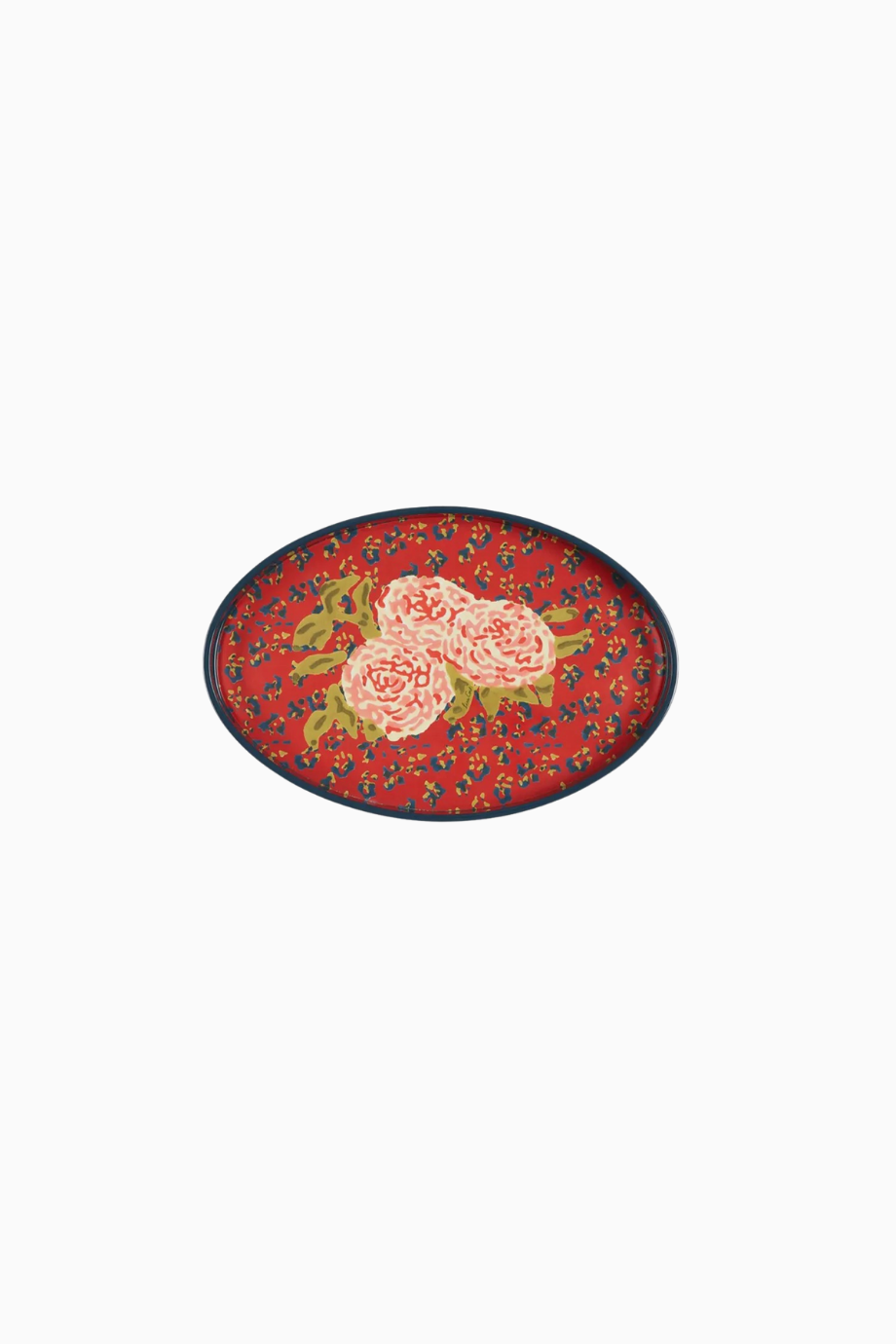 Leopard Flower Oval Lacquered Wood Tepsi