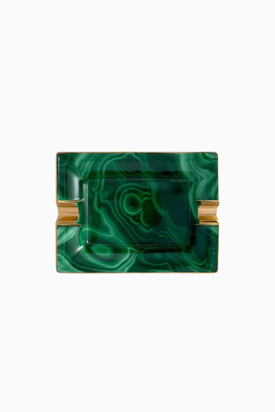 Malachite Porselen Kül Tablası 24K Altın Detaylı