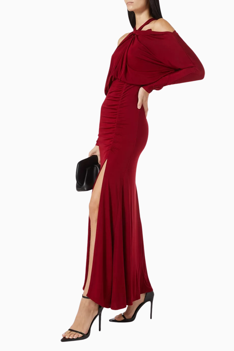 Off-Shoulder Yırtmaçlı Abiye Elbise