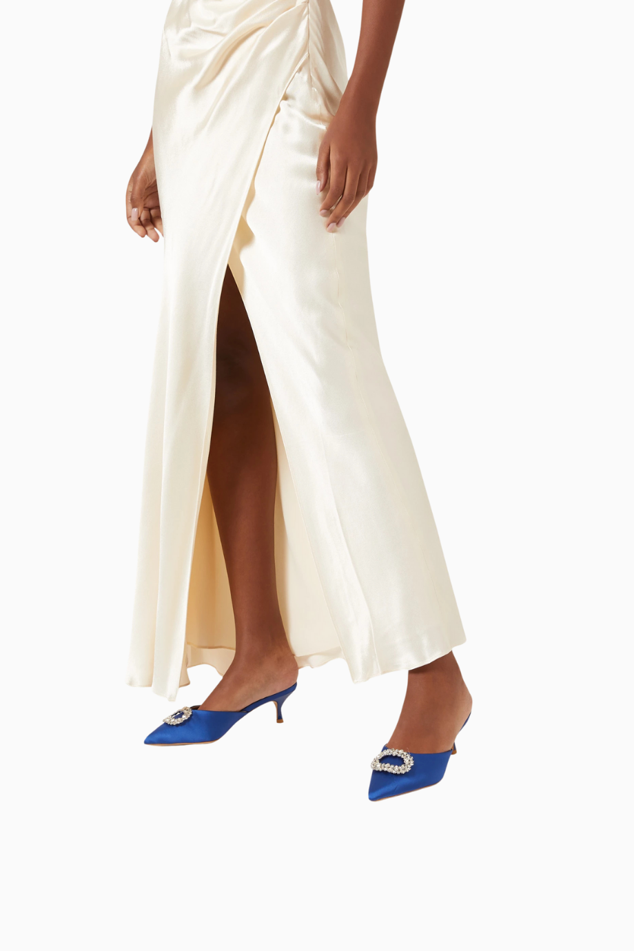 Row 50 Kristal Broş Detaylı, Saten Sivri Burun El Yapımı, Şık Ve Zarif Mule