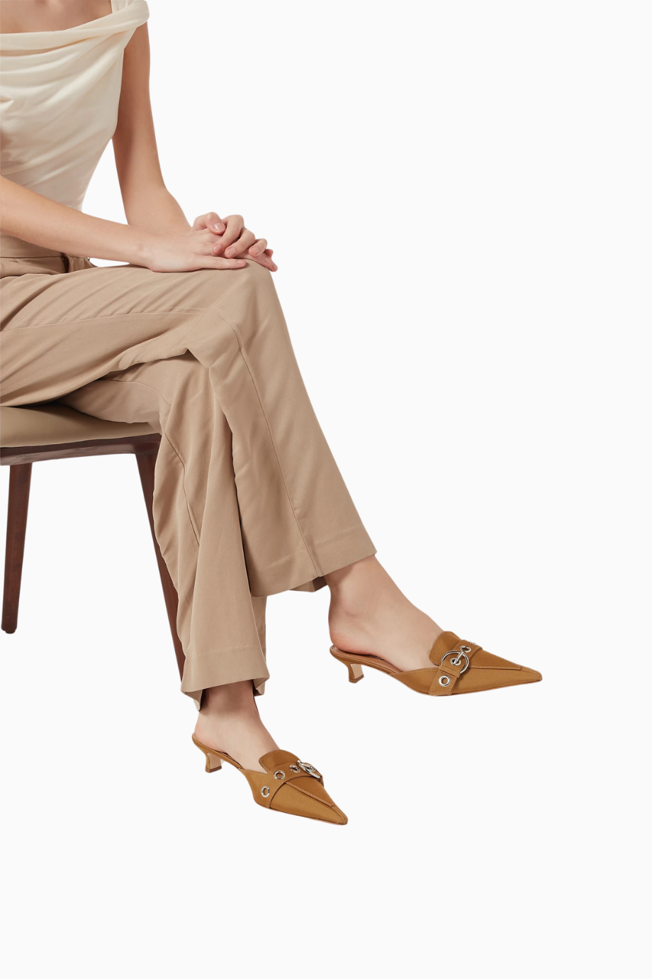 Danielle Grosgrain Saten Mules, Zarif İtalyan El İşçiliği