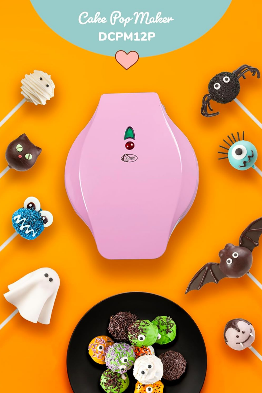 Retro 700W Pembe Cake Pop Maker 12’li Lüks Pişirme