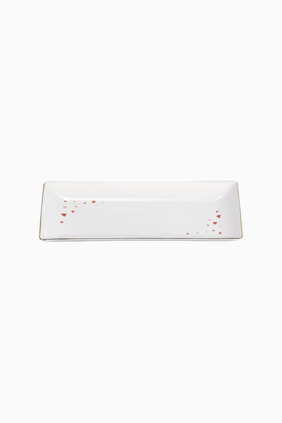 Hearts Seramik Servis Tabağı Altın Detaylı Dikdörtgen 22 cm