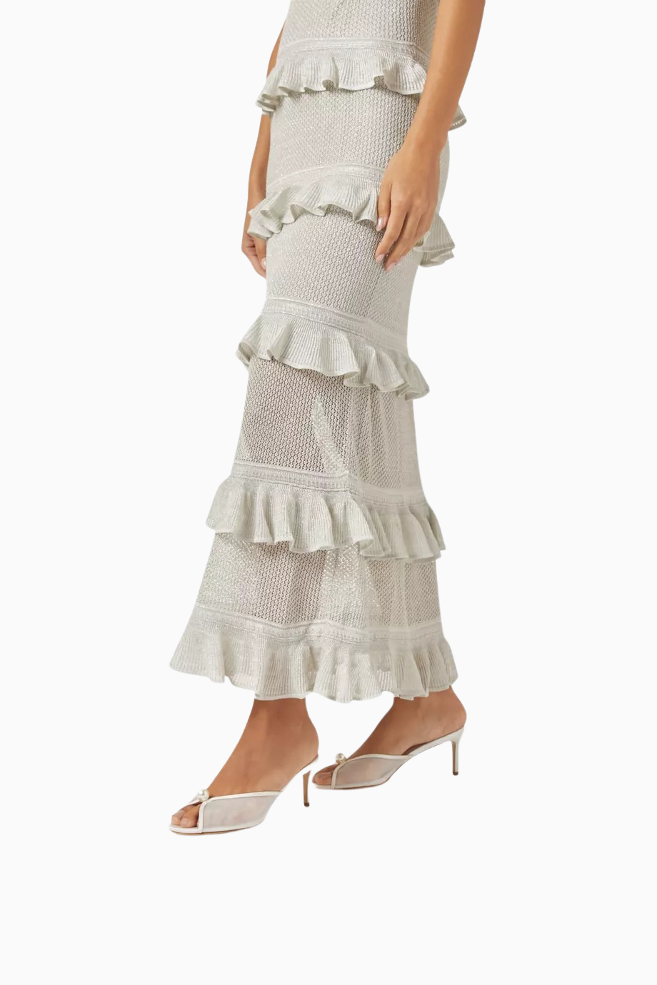 Sadie 65 Tül-Deri İnci Detaylı, El Yapımı Zarif Mule Sandalet