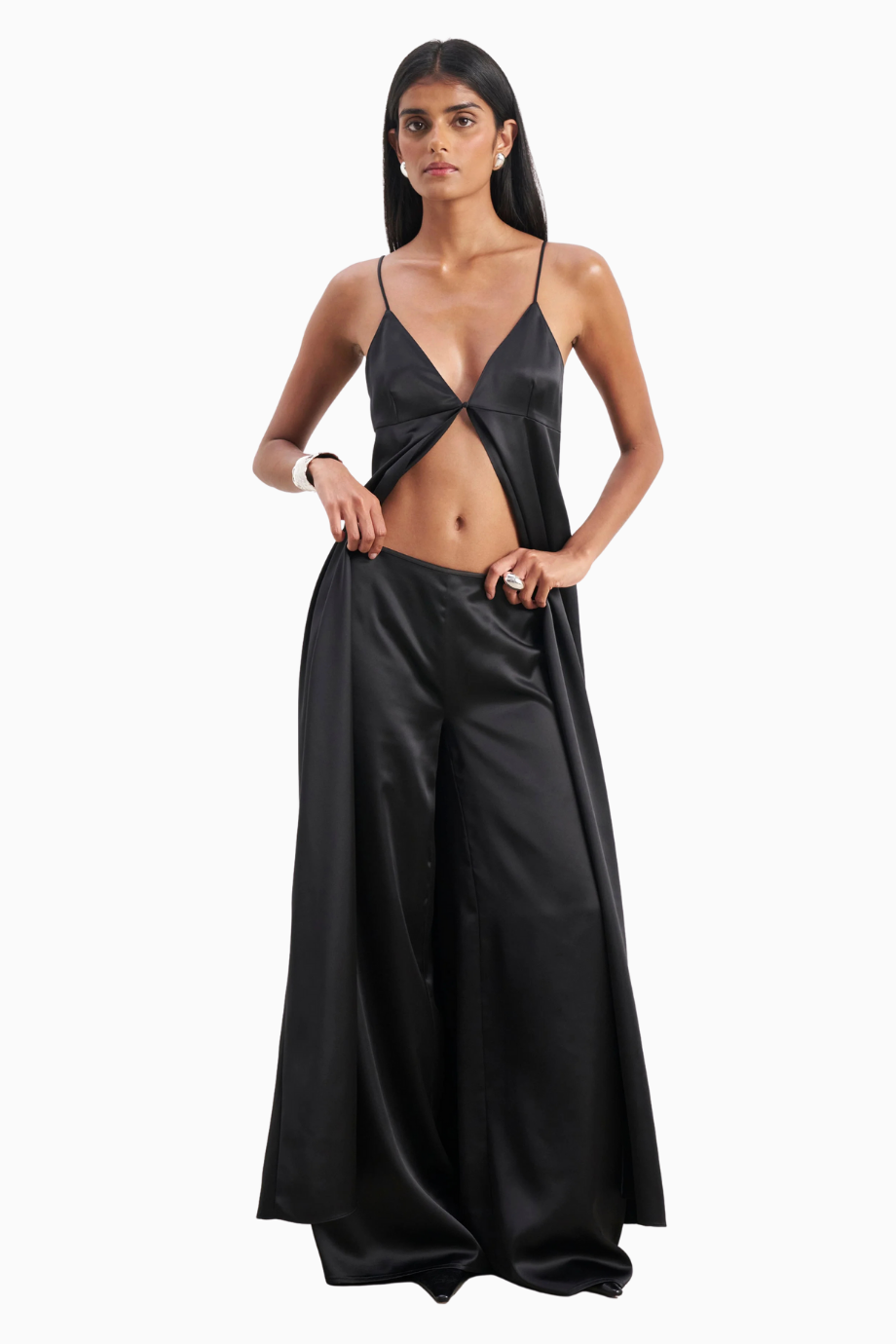 Formal Satin Ultra Wide Leg Trousers Kadın Pantolon