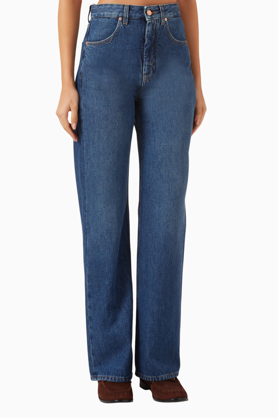 Ease High-Rise Denim Jean, Lüks Mavi Kot Pantolon