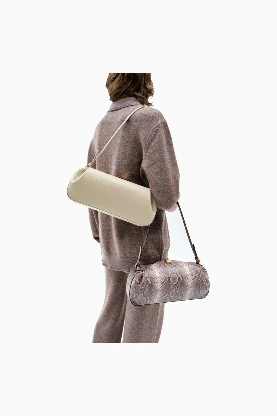 Oyster Embossed Ash Snake %100 Deri İtalyan, El İşçiliği Lüks Clutch ve Omuz Çantası