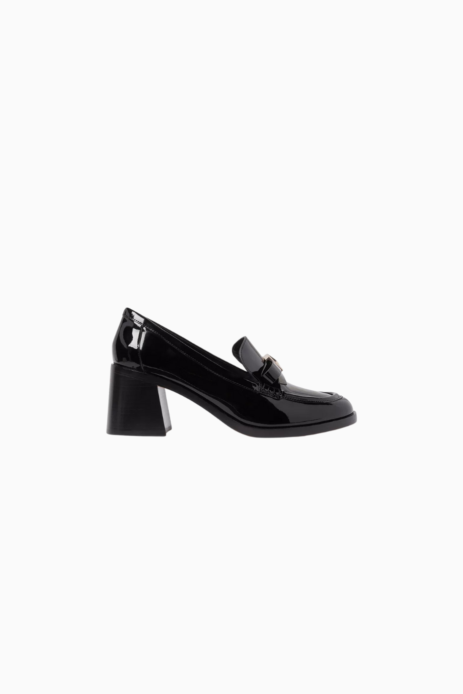 Deco Bow Rugan Deri 60 mm, Blok Topuklu Loafer Ayakkabı